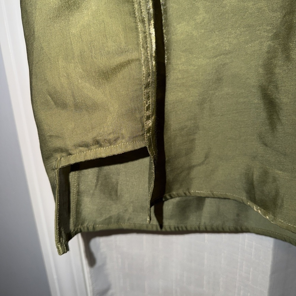 Pilcro Olive Satin V-Neck Blouse - Picture 8 of 11